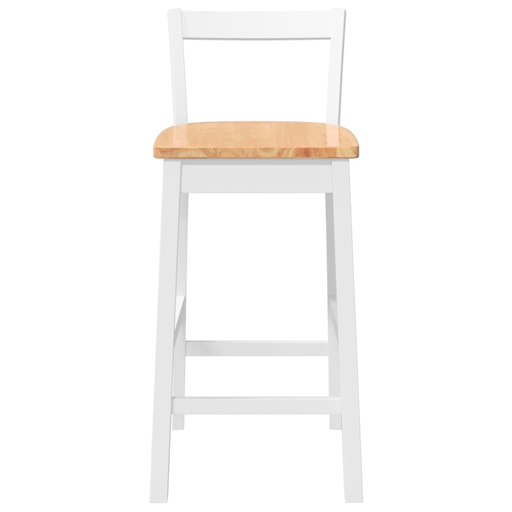 Sgabelli da Bar 2 pz Bianchi in Legno Massello di Hevea - homemem39