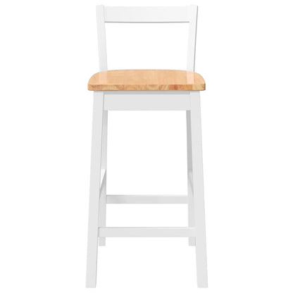 Sgabelli da Bar 2 pz Bianchi in Legno Massello di Hevea - homemem39