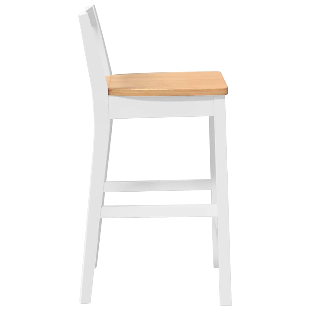 Sgabelli da Bar 2 pz Bianchi in Legno Massello di Hevea - homemem39