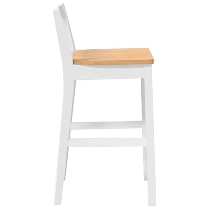 Sgabelli da Bar 2 pz Bianchi in Legno Massello di Hevea - homemem39