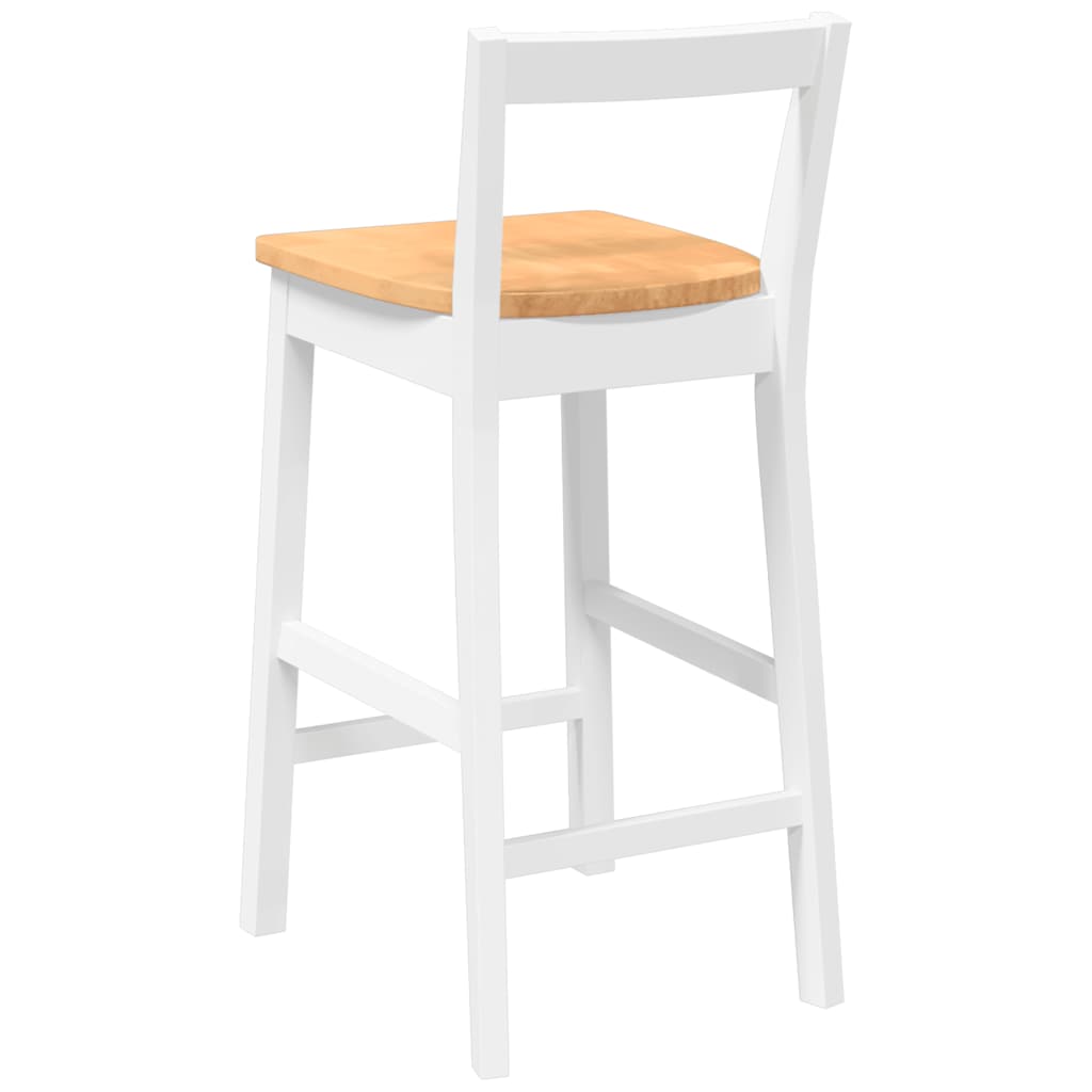 Sgabelli da Bar 2 pz Bianchi in Legno Massello di Hevea - homemem39