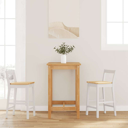 Sgabelli da Bar 2 pz Bianchi in Legno Massello di Hevea - homemem39