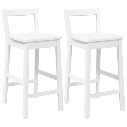 Sgabelli da Bar 2 pz Bianchi in Legno Massello di Hevea - homemem39