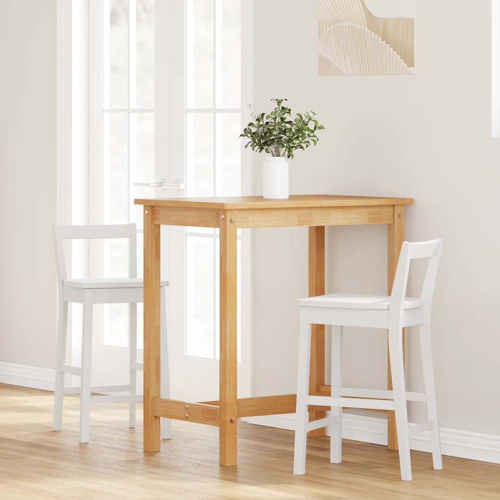 Sgabelli da Bar 2 pz Bianchi in Legno Massello di Hevea - homemem39