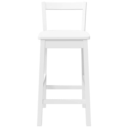 Sgabelli da Bar 2 pz Bianchi in Legno Massello di Hevea - homemem39