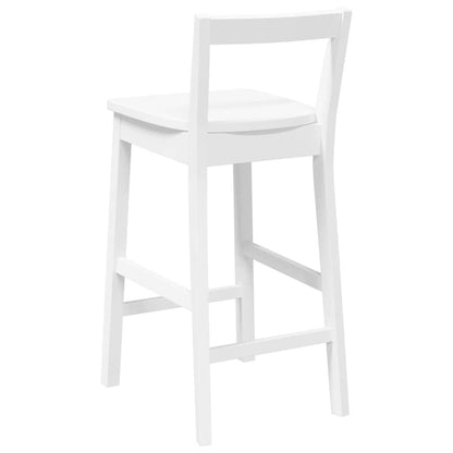 Sgabelli da Bar 2 pz Bianchi in Legno Massello di Hevea - homemem39