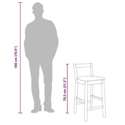 Sgabelli da Bar 2 pz Bianchi in Legno Massello di Hevea - homemem39