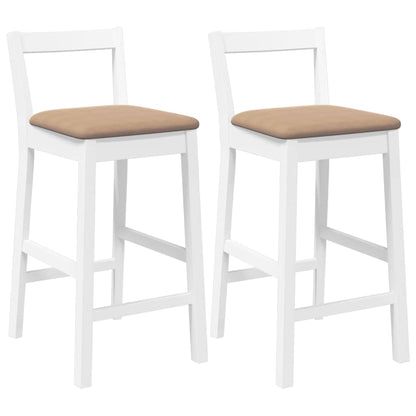Sgabelli da Bar con Cuscini 2 pz Bianco Legno Massello di Hevea - homemem39