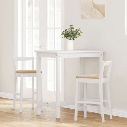 Sgabelli da Bar con Cuscini 2 pz Bianco Legno Massello di Hevea - homemem39