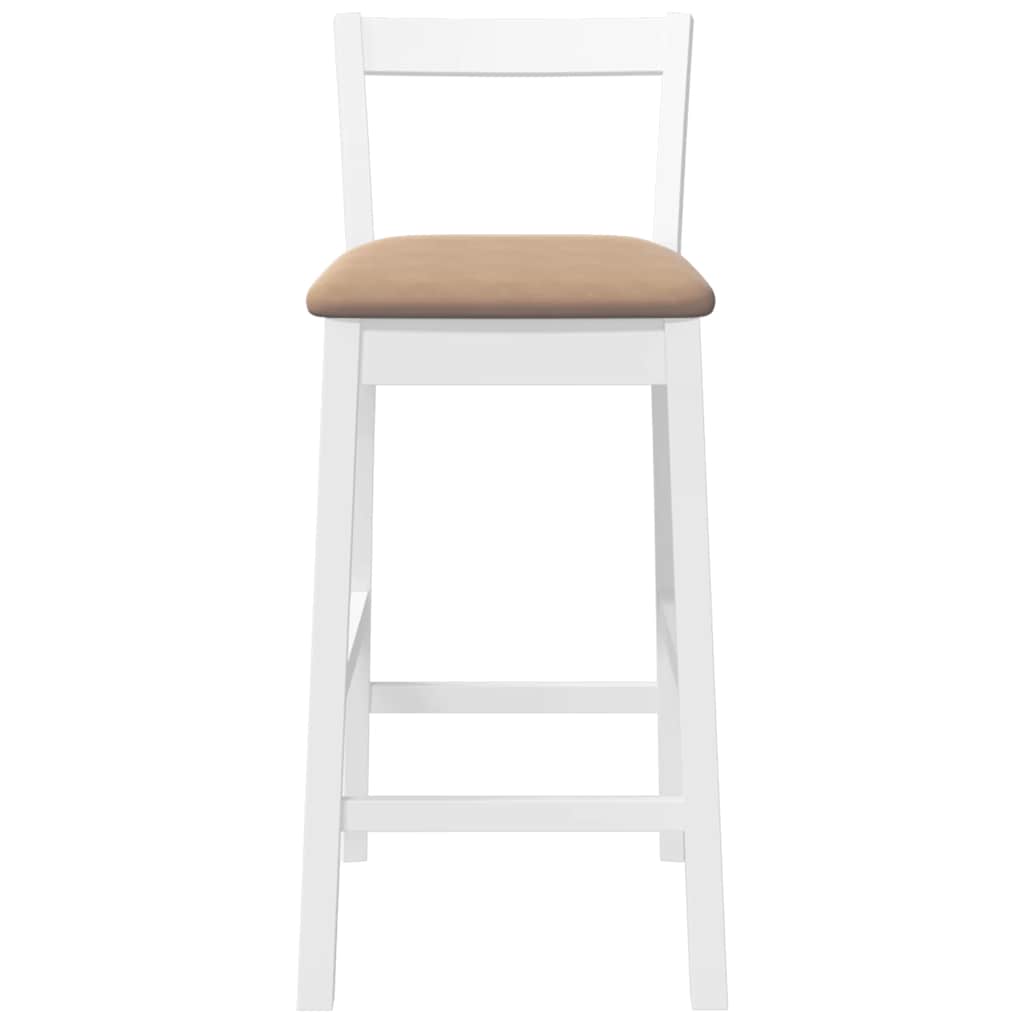 Sgabelli da Bar con Cuscini 2 pz Bianco Legno Massello di Hevea - homemem39
