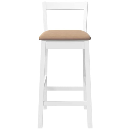 Sgabelli da Bar con Cuscini 2 pz Bianco Legno Massello di Hevea - homemem39