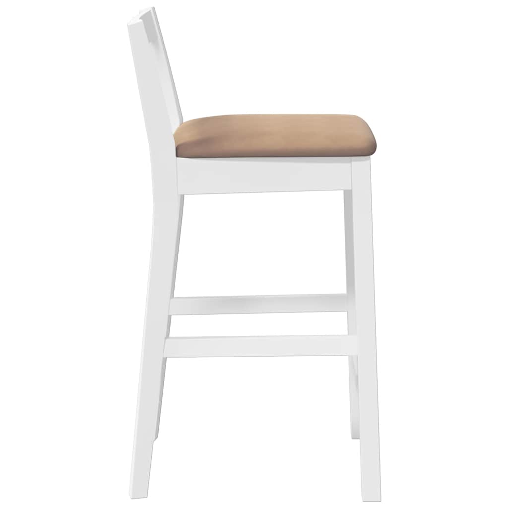Sgabelli da Bar con Cuscini 2 pz Bianco Legno Massello di Hevea - homemem39