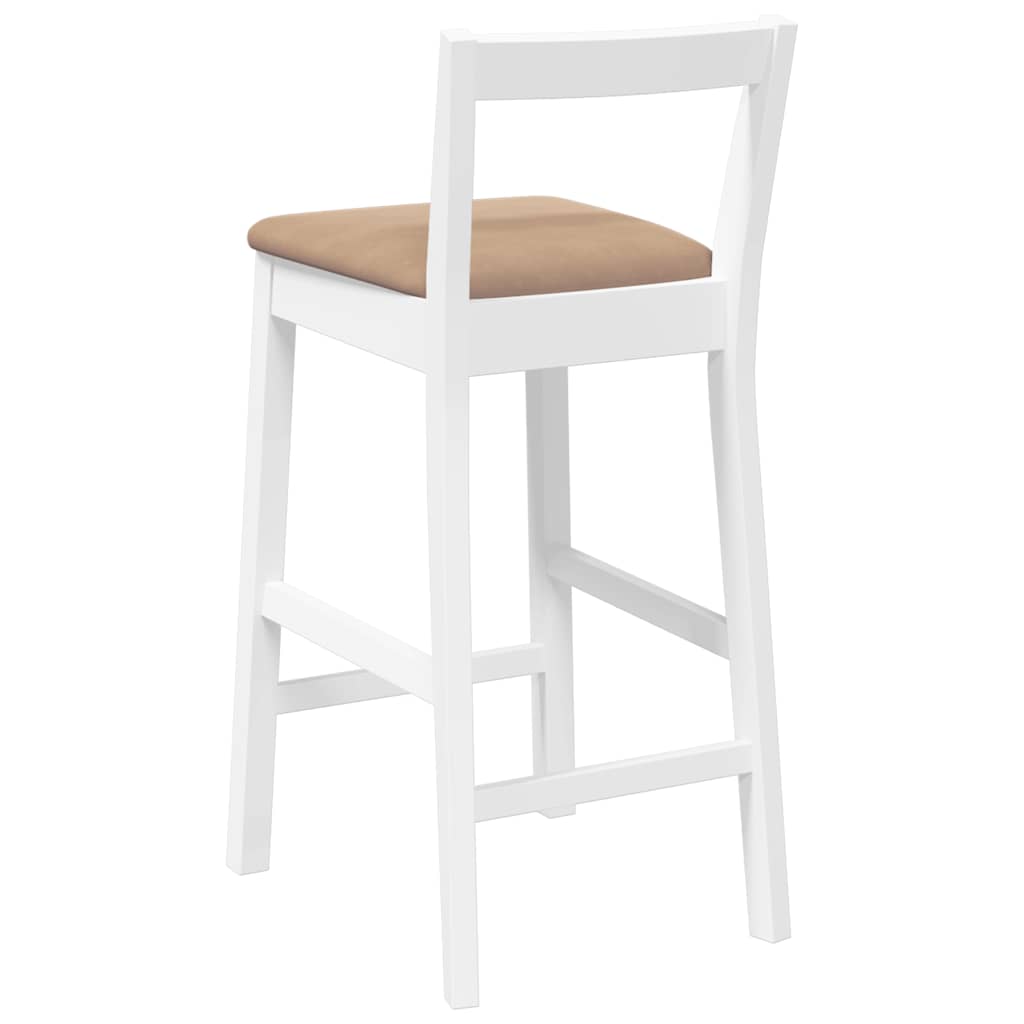 Sgabelli da Bar con Cuscini 2 pz Bianco Legno Massello di Hevea - homemem39