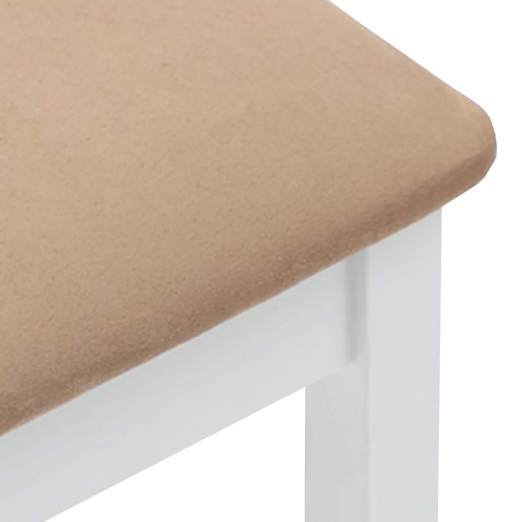 Sgabelli da Bar con Cuscini 2 pz Bianco Legno Massello di Hevea - homemem39