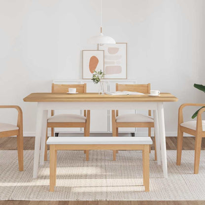 Panca 90 cm Bianco in Legno Massello di Hevea - homemem39