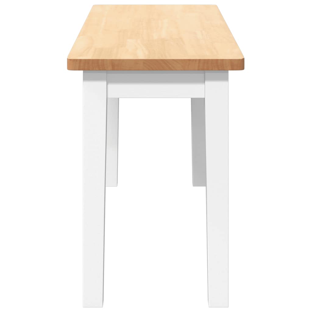 Panca 90 cm Bianco in Legno Massello di Hevea - homemem39