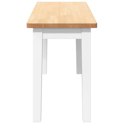 Panca 90 cm Bianco in Legno Massello di Hevea - homemem39