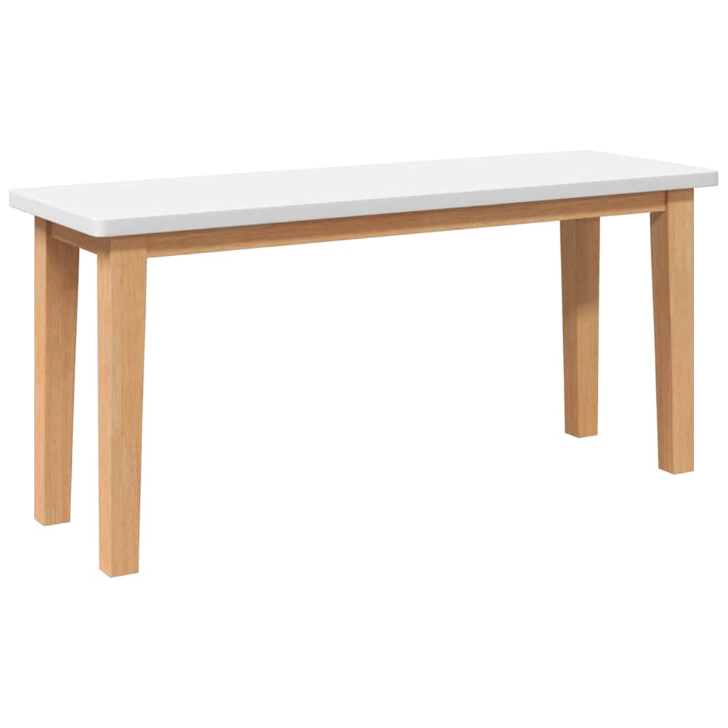 Panca 90 cm Bianco in Legno Massello di Hevea - homemem39