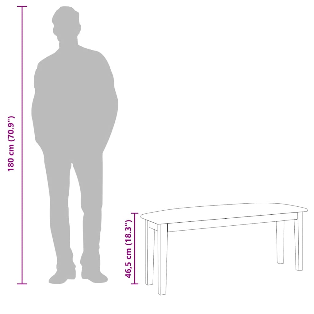 Panca 110 cm in Legno Massello di Hevea - homemem39