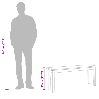 Panca 110 cm Bianco in Legno Massello di Hevea