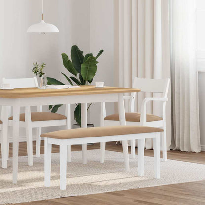 Panca 110 cm Bianco in Legno Massello di Hevea - homemem39