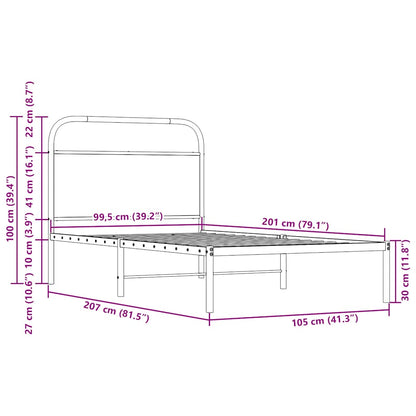 Giroletto senza Materasso Rovere Fumo 100x200 cm in Truciolato