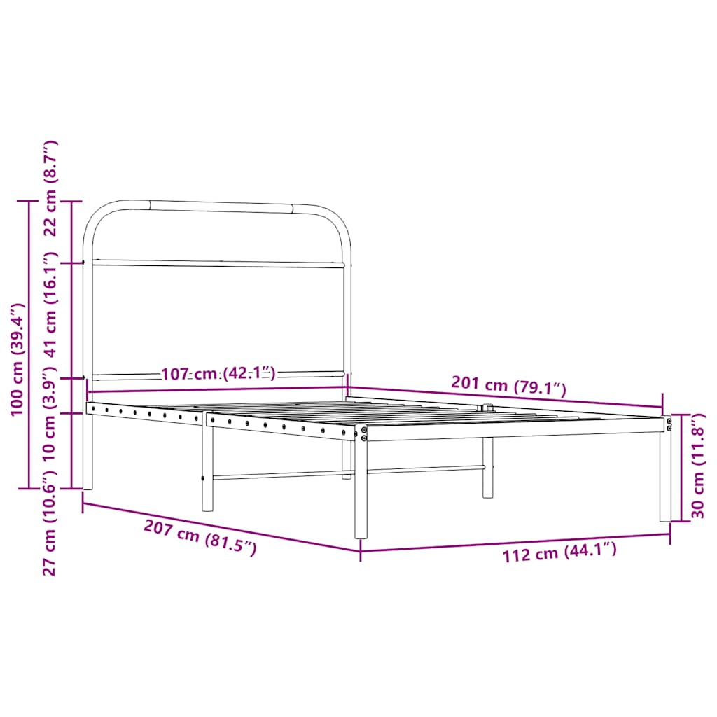 Giroletto senza Materasso Rovere Fumo 107x203 cm in Truciolato