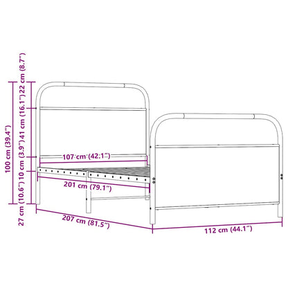 Giroletto senza Materasso Rovere Fumo 107x203 cm in Truciolato