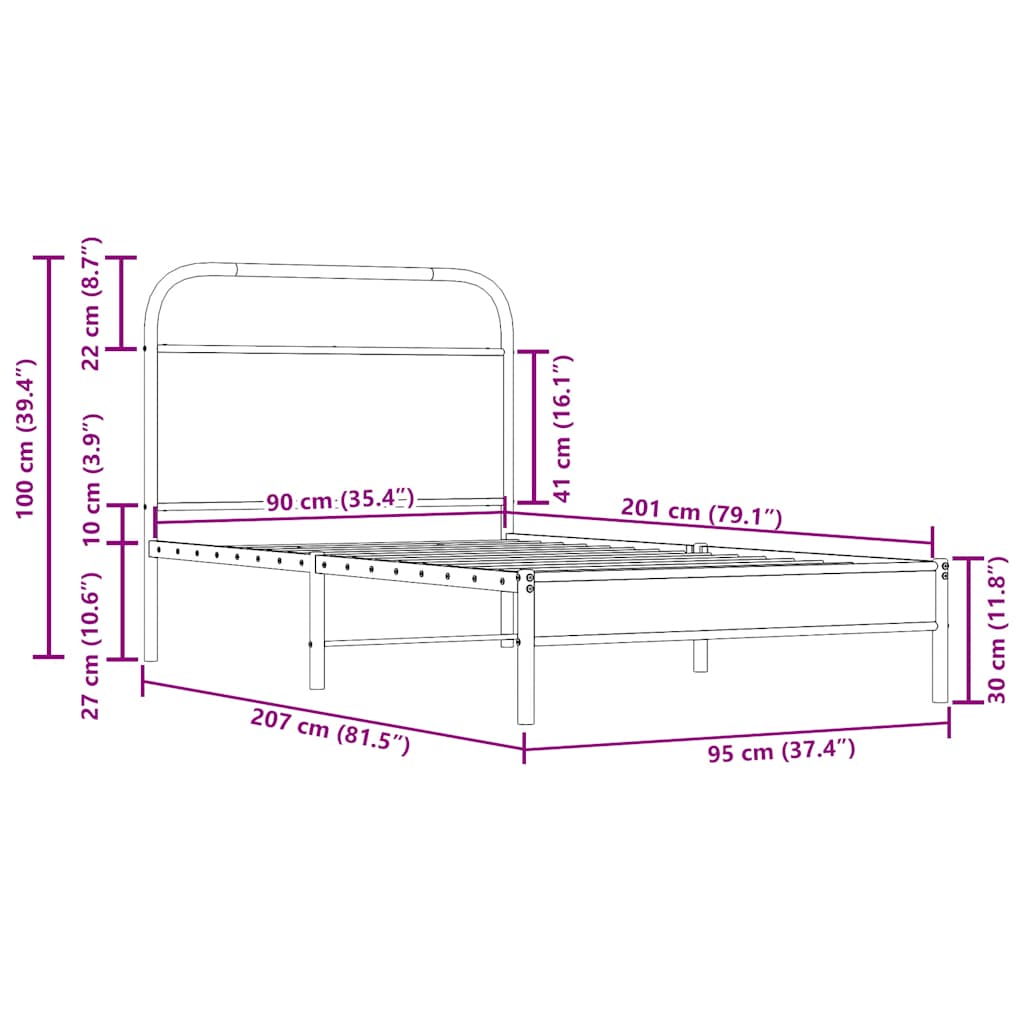 Giroletto senza Materasso Rovere Fumo 90x200 cm in Truciolato