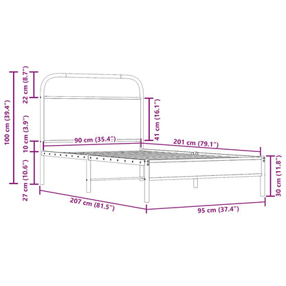 Giroletto senza Materasso Rovere Fumo 90x200 cm in Truciolato