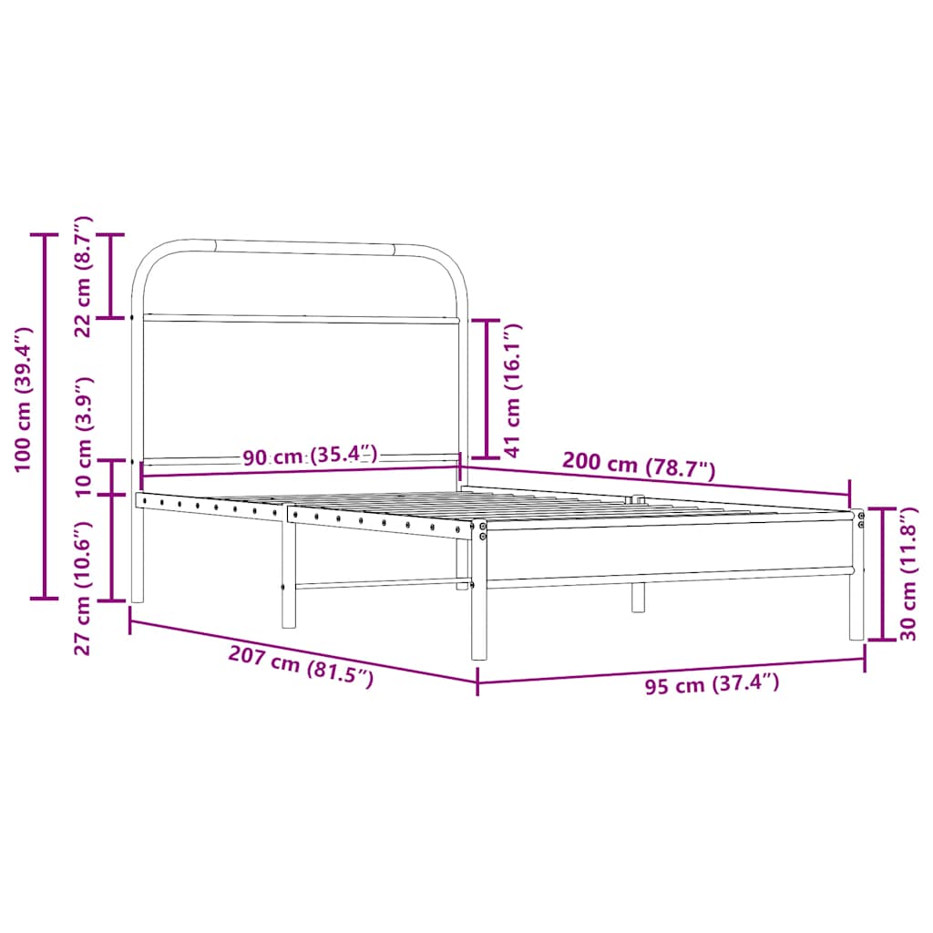 Giroletto senza Materasso Rovere Fumo 90x200 cm in Truciolato