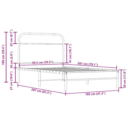 Giroletto senza Materasso Rovere Fumo 100x200 cm in Truciolato