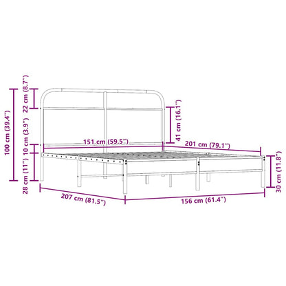 Giroletto senza Materasso Rovere Fumo 150x200 cm in Truciolato