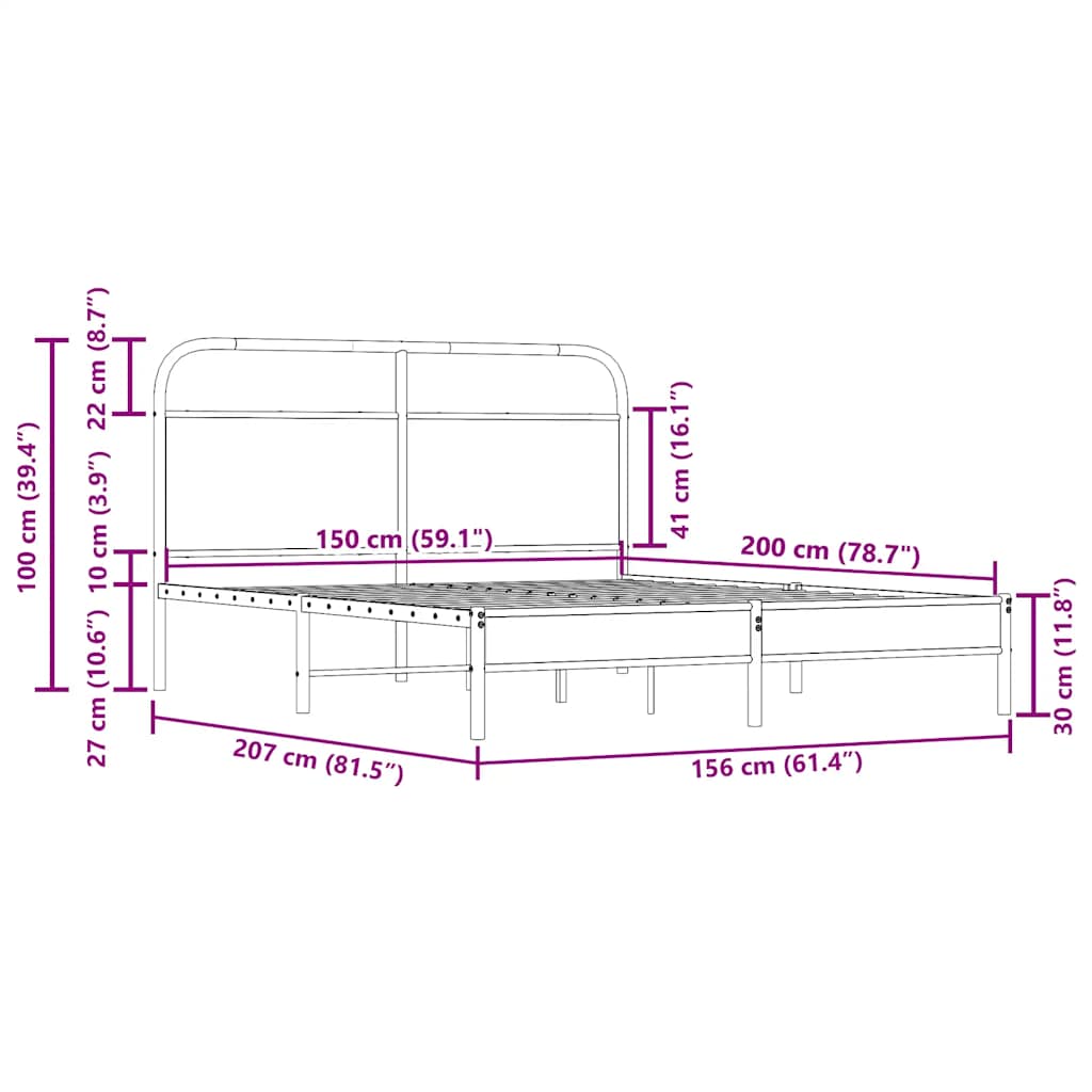 Giroletto senza Materasso Rovere Fumo 150x200 cm in Truciolato