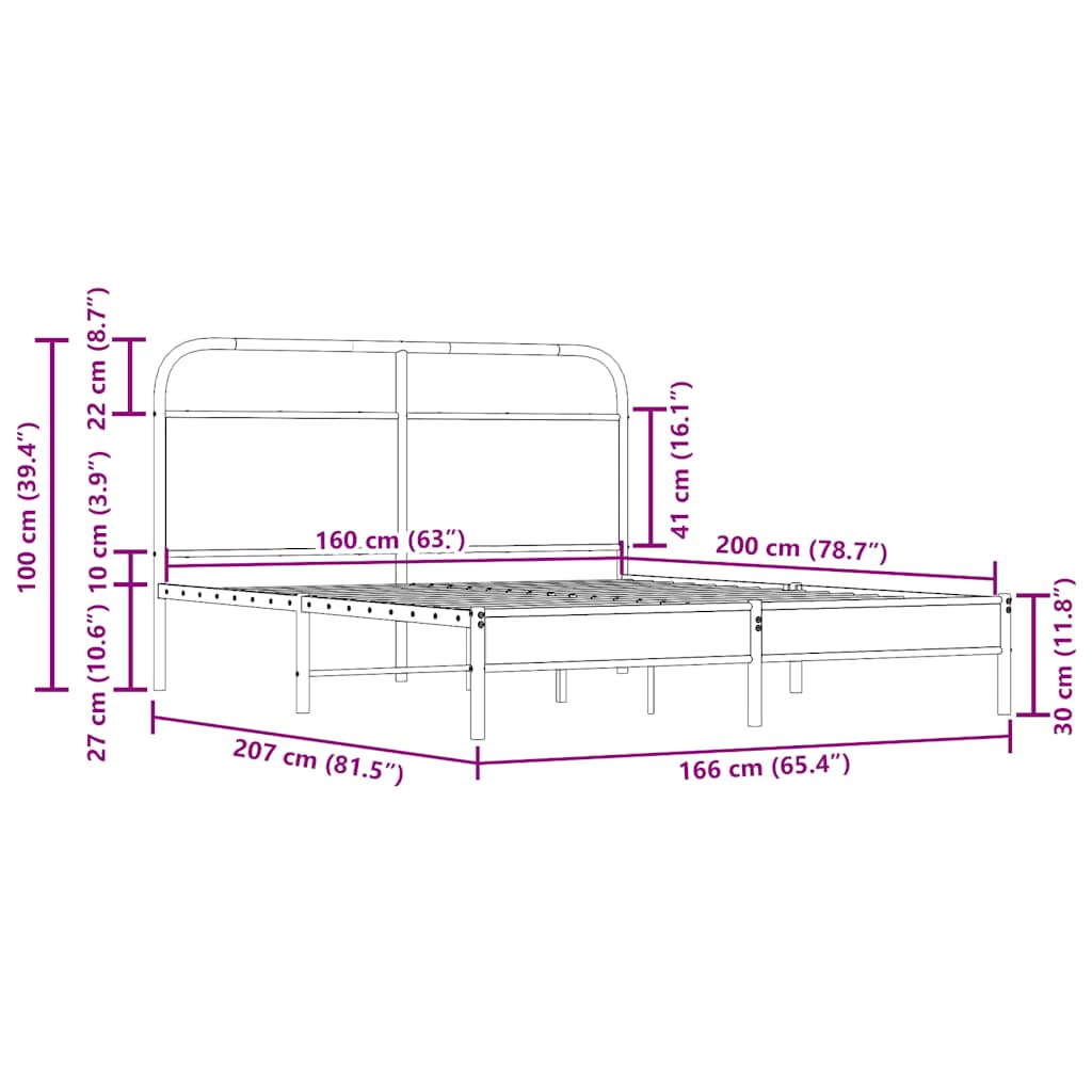 Giroletto senza Materasso Rovere Fumo 160x200 cm in Truciolato