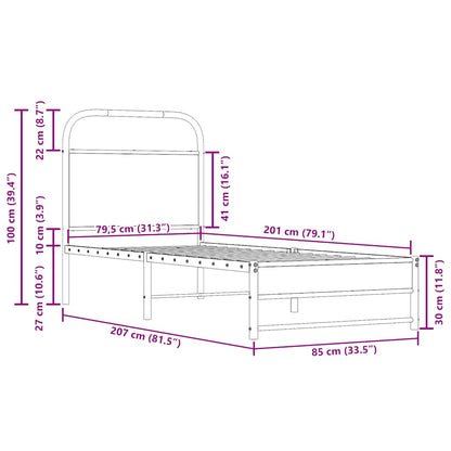 Giroletto senza Materasso Rovere Fumo 80x200 cm in Truciolato