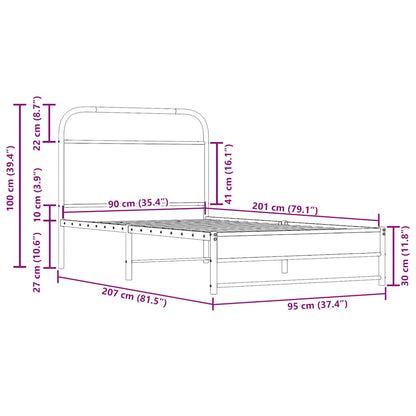 Giroletto senza Materasso Rovere Fumo 90x200 cm in Truciolato