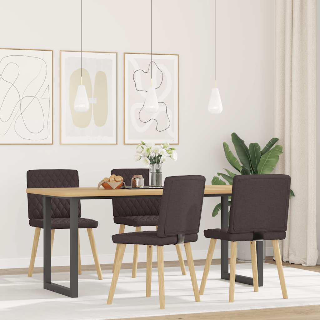 Sedie da Pranzo 4 pz Marrone Scuro in Tessuto | homemem39