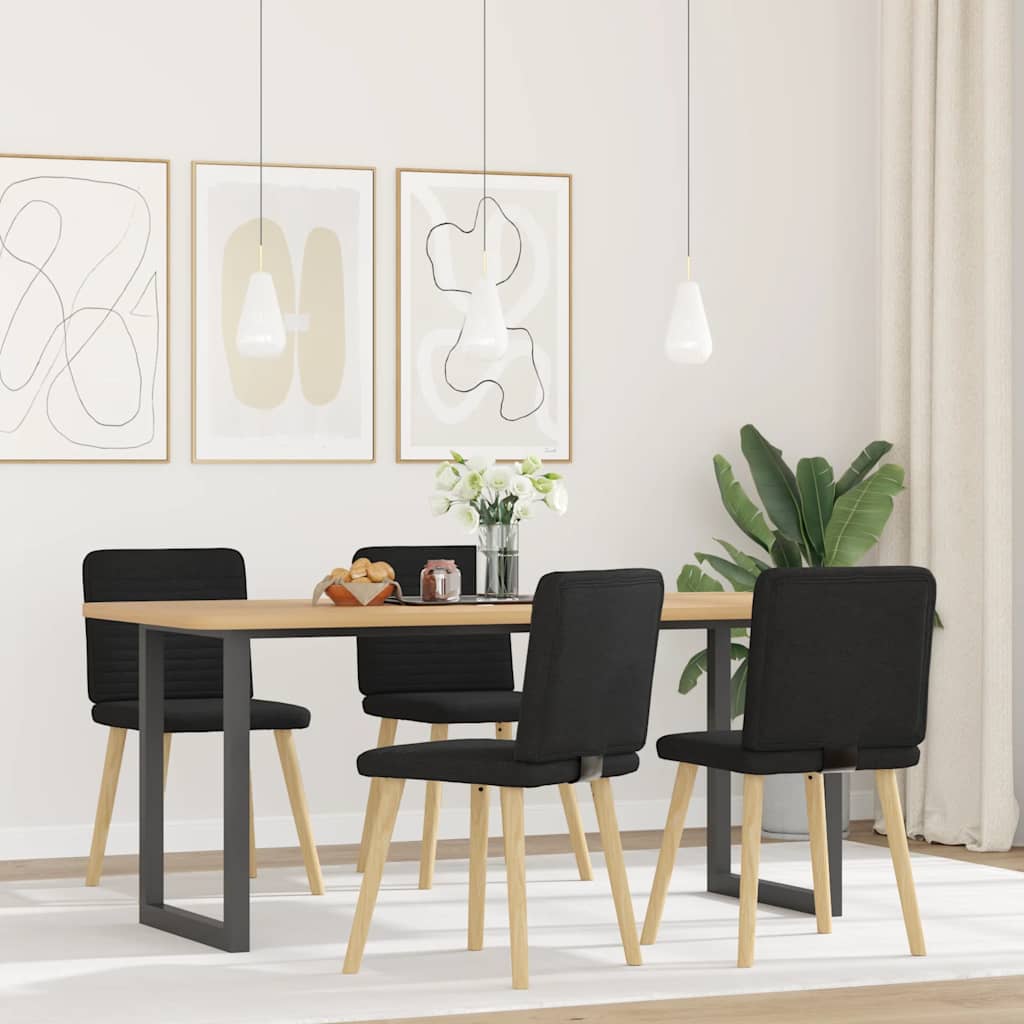 Sedie da Pranzo 4 pz Nere in Tessuto