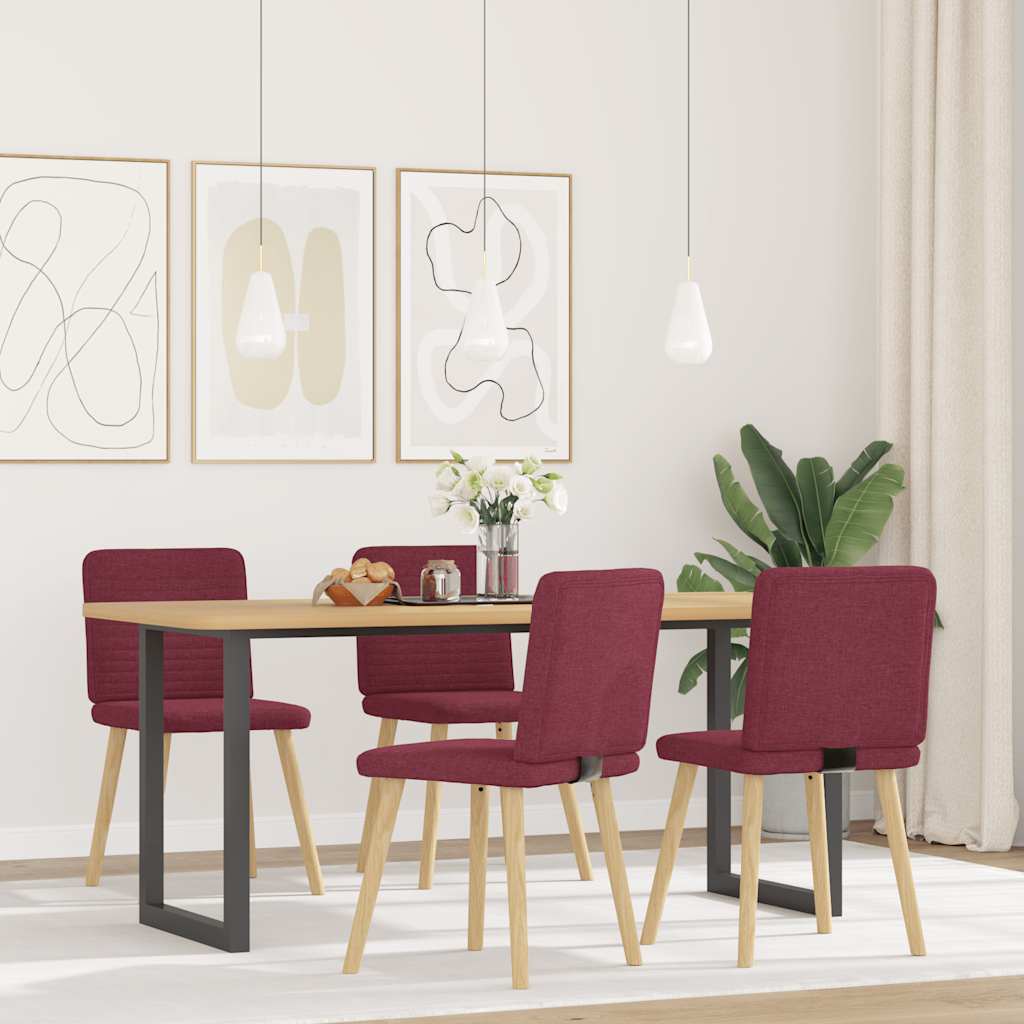 Sedie da Pranzo 4 pz Rosso Vino in Tessuto | homemem39