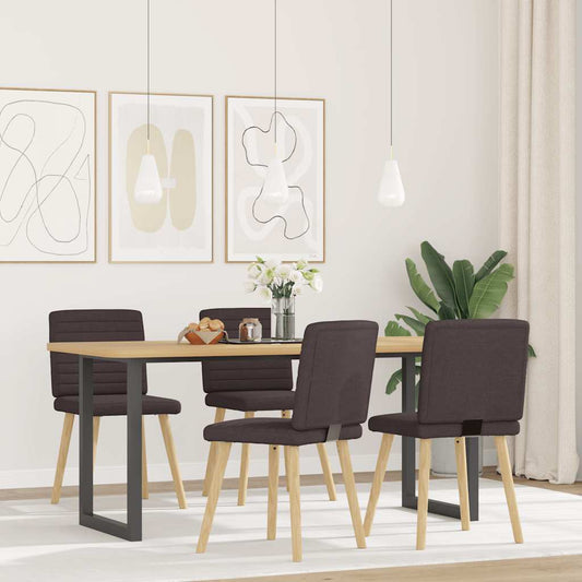 Sedie da Pranzo 4 pz Marrone Scuro in Tessuto | homemem39
