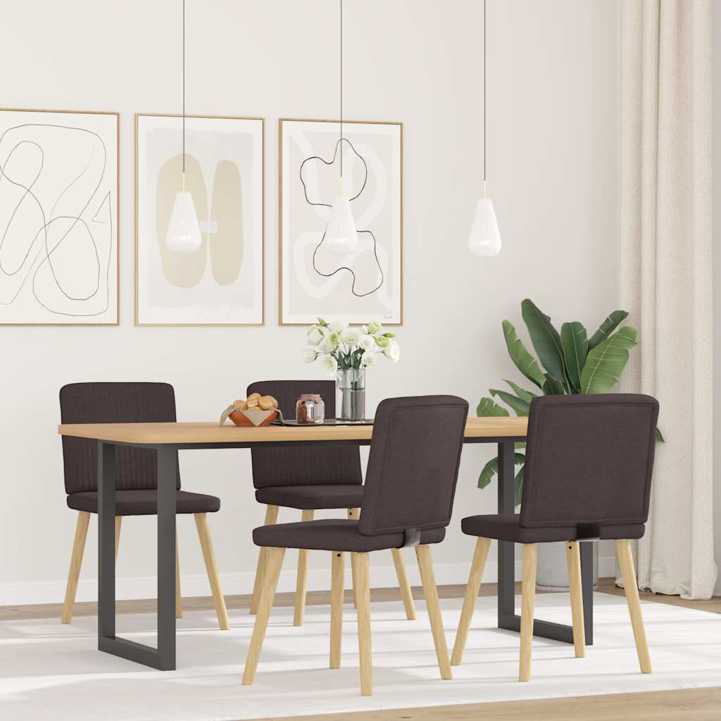 Sedie da Pranzo 4 pz Marrone Scuro in Tessuto | homemem39