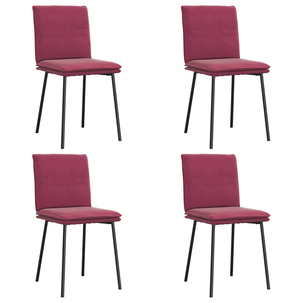 Sedie da Pranzo 4 pz Rosso Vino in Velluto | homemem39