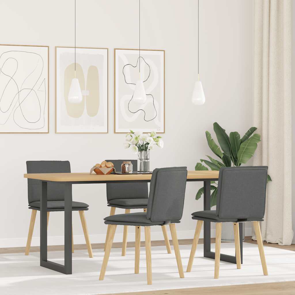 Sedie da Pranzo 4 pz Grigio Scuro in Tessuto | homemem39