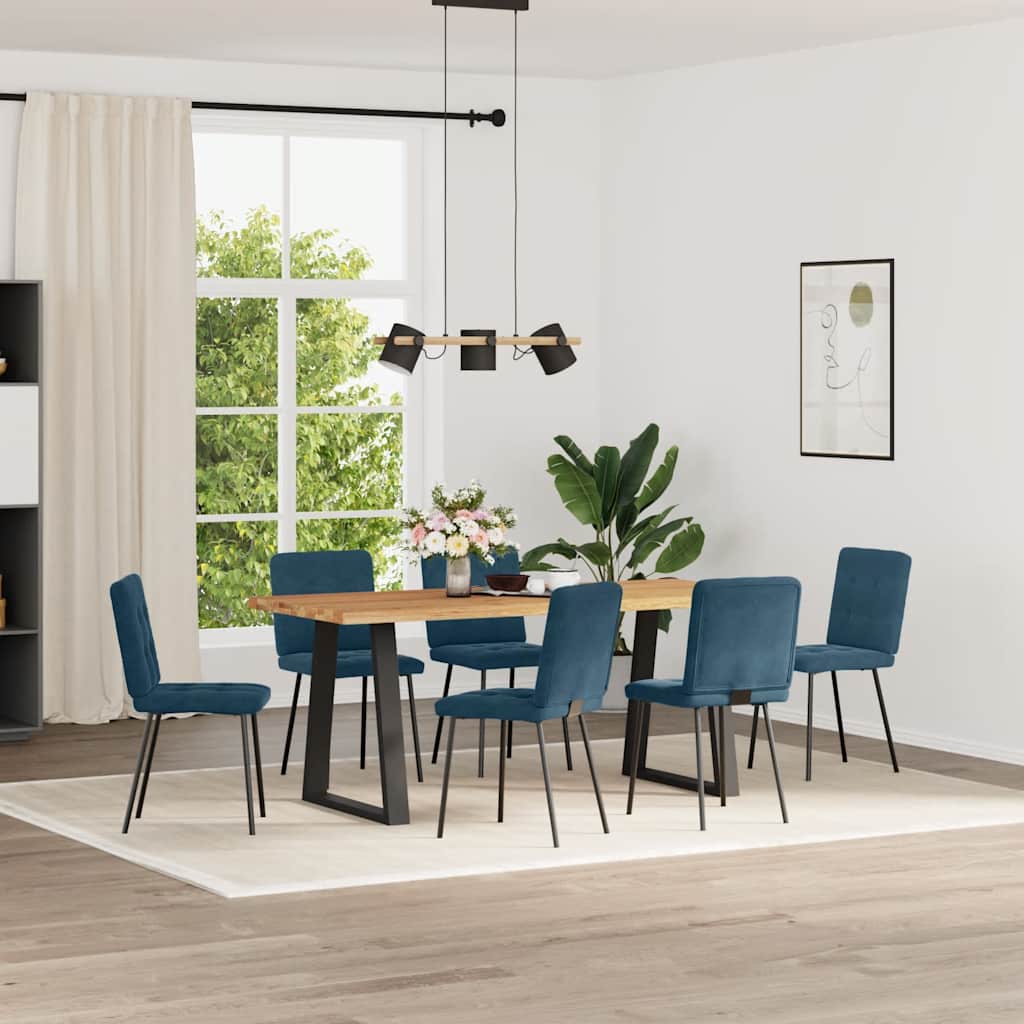 Sedie da Pranzo 6 pz Blu in Velluto