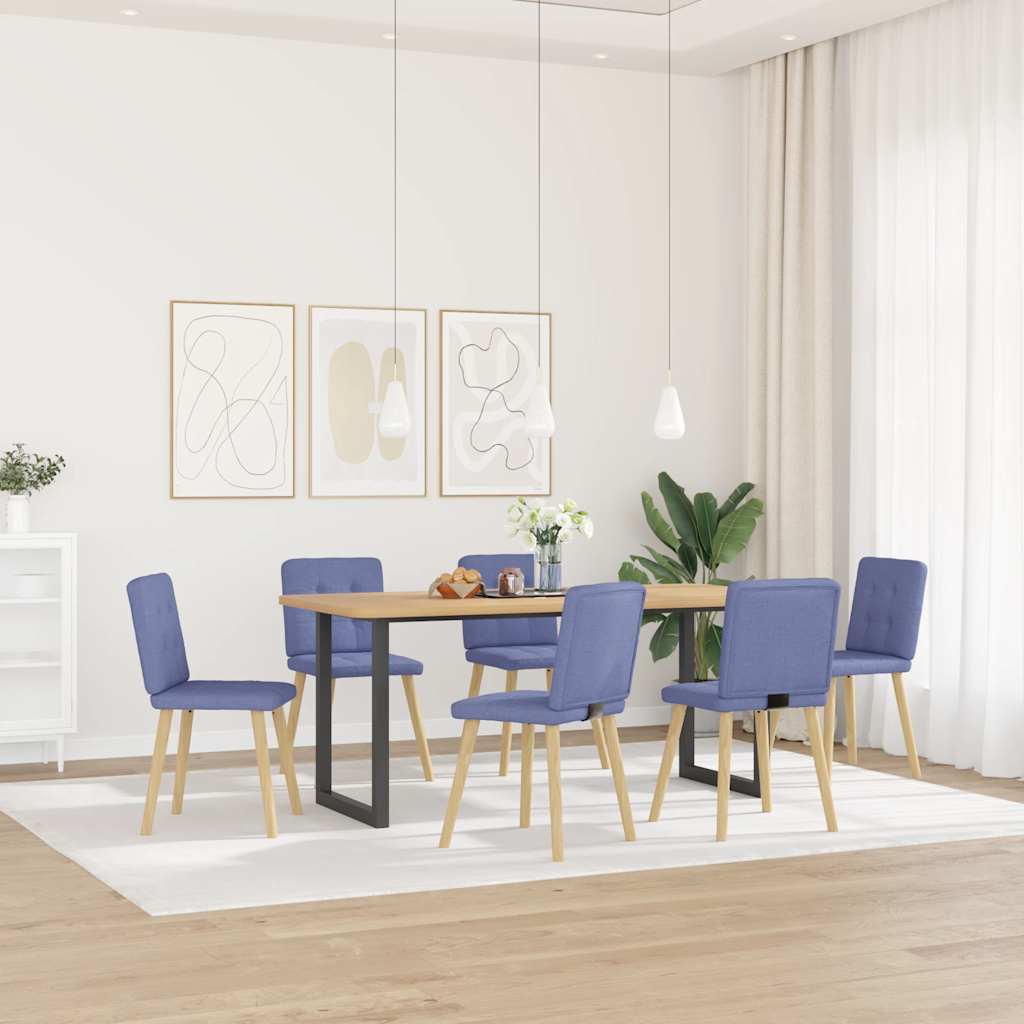 Sedie da Pranzo 6 pz Blu Jeans in Tessuto