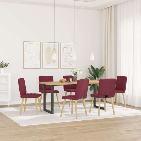 Sedie da Pranzo 6 pz Rosso Vino in Tessuto | homemem39