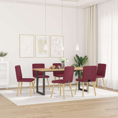 Sedie da Pranzo 6 pz Rosso Vino in Tessuto