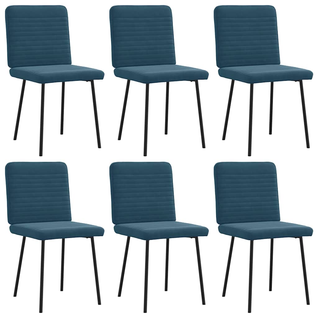 Sedie da Pranzo 6 pz Blu in Velluto