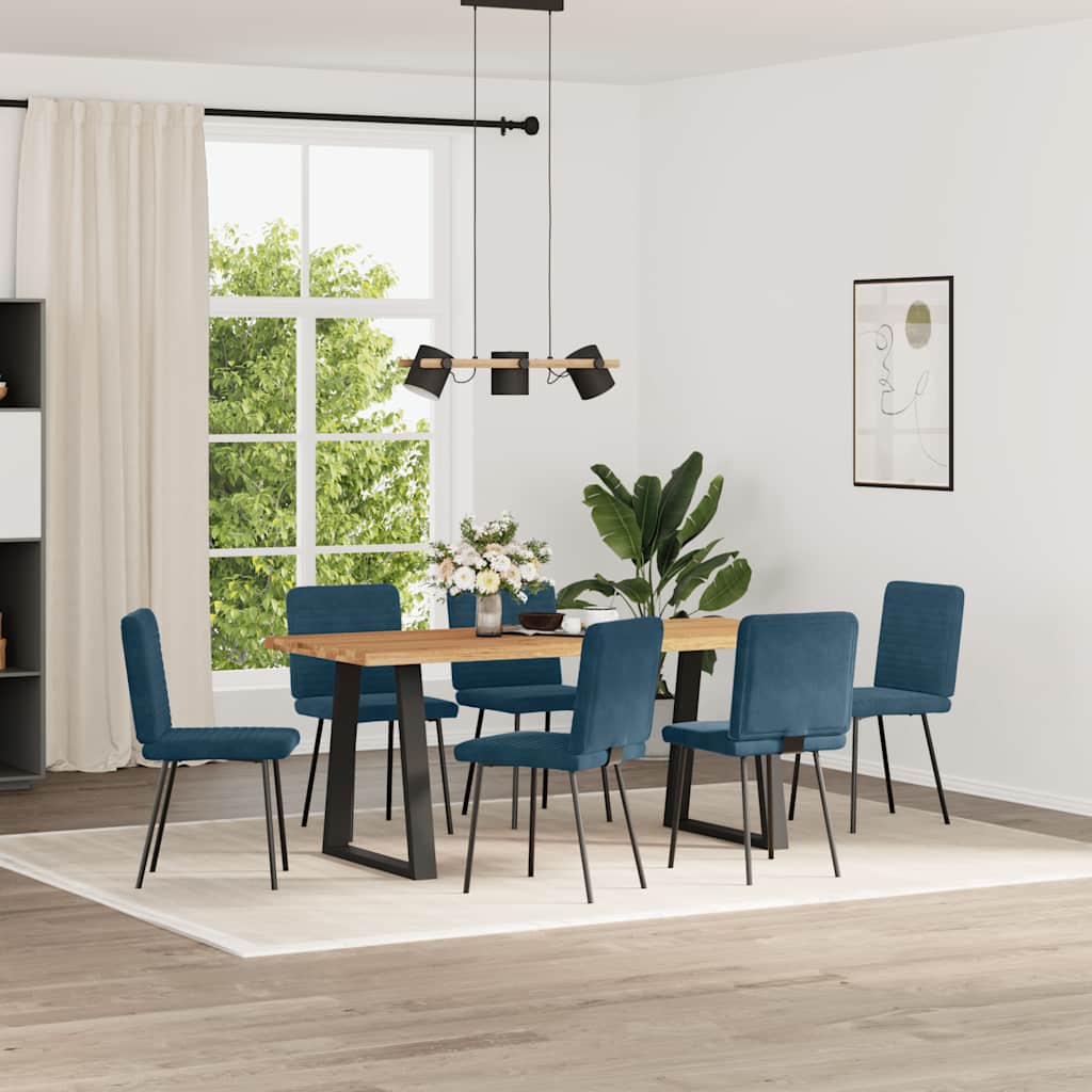 Sedie da Pranzo 6 pz Blu in Velluto